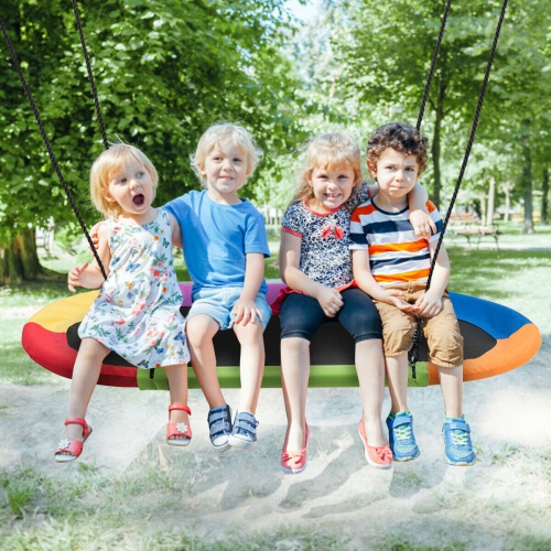 Gymax 60'' Saucer Tree Swing Surf Outdoor Adjustable Kids Giant Oval Platform Swing Set