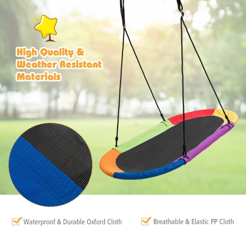 Gymax 60'' Saucer Tree Swing Surf Outdoor Adjustable Kids Giant Oval Platform Swing Set