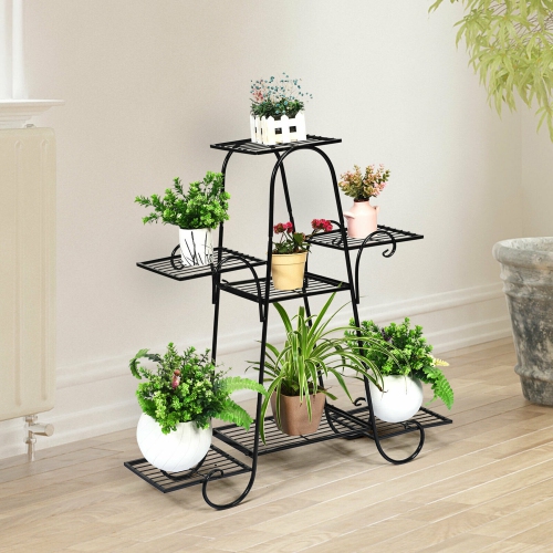 Gymax 7 Tier Plant Stand Metal Shelf Multilayer Potted Display Rack Patio Garden
