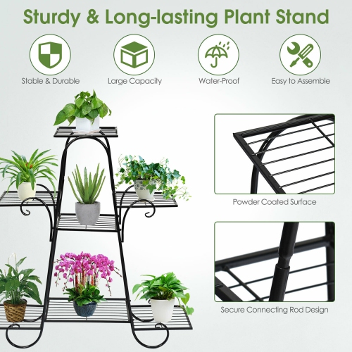 Gymax 7 Tier Plant Stand Metal Shelf Multilayer Potted Display Rack Patio Garden