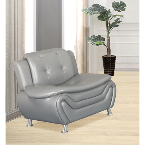 Fauteuil à accoudoirs capitonné en similicuir haut de gamme à plateau-coussin de luxe de ViscoLogic, canapé pour le salon au bureau à domicile