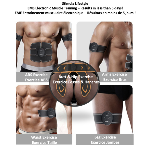 Stimula Lifestyle - EMS ABS Electronic Tactical ABS Abdominal, Arms Leg Buttock, Thigh, Hip Muscle Strength Trainer Exerciser Slimmer Complete 15