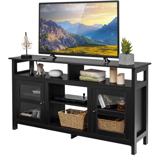 Costway 58'' TV Stand Entertainment Console Center W/ 2 Cabinets Up to 65''