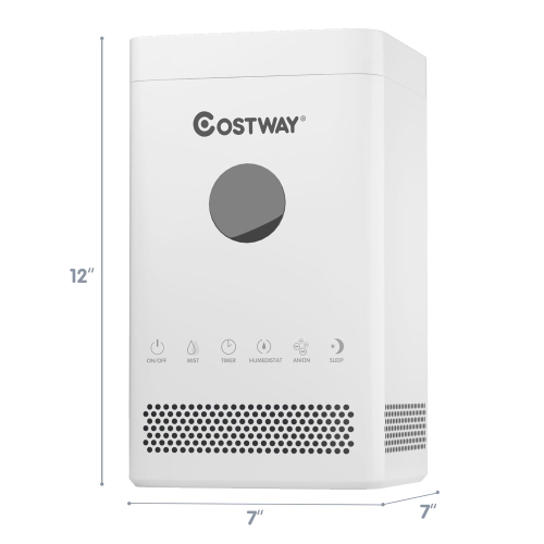 Costway 3.5L Quiet Top Fill Air Humidifier w/ 3-Level Mist Timer Sleep Mode for Bedroom