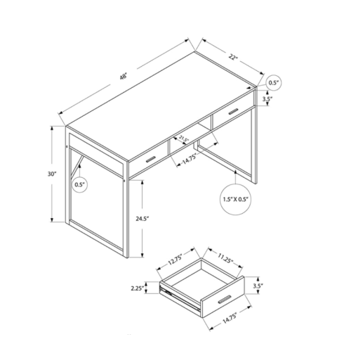 Computer DESK-48 L/Dark Taupe/Black Metal