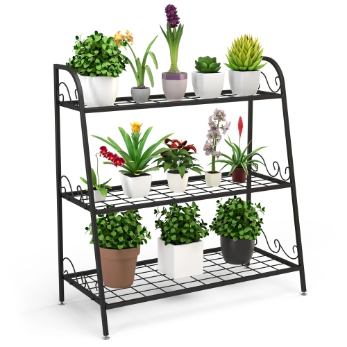 Costway 3-tier Metal Plant Stand Shelf Flower Pot Holder Display Rack Shoe Organizer