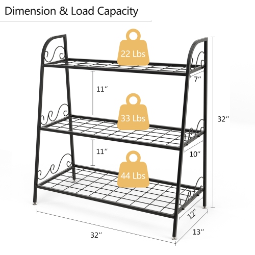 Costway 3-tier Metal Plant Stand Shelf Flower Pot Holder Display Rack Shoe Organizer