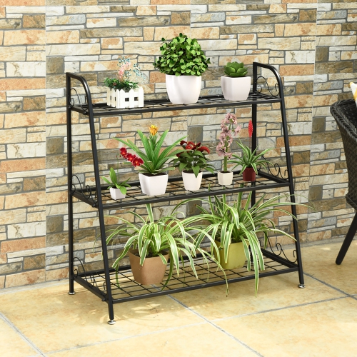 Costway 3-tier Metal Plant Stand Shelf Flower Pot Holder Display Rack Shoe Organizer