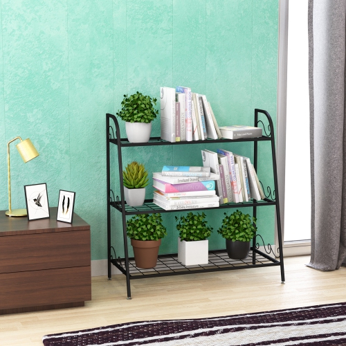 Costway 3-tier Metal Plant Stand Shelf Flower Pot Holder Display Rack Shoe Organizer