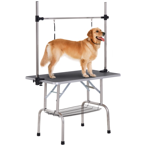 vision Great oak Hearing impaired PawHut Adjustable Dog Grooming Table Rubber Top 2 Safety Slings Mesh  Storage Basket Heavy Metal Black 67" x 42.25" x 23.5" | Best Buy Canada