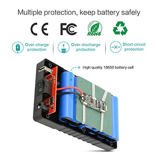 TalentCell Rechargeable 12V 6000mAh/5V 12000mAh DC Output Lithium Ion Battery Pack for LED Strip and CCTV Camera, Portable ...