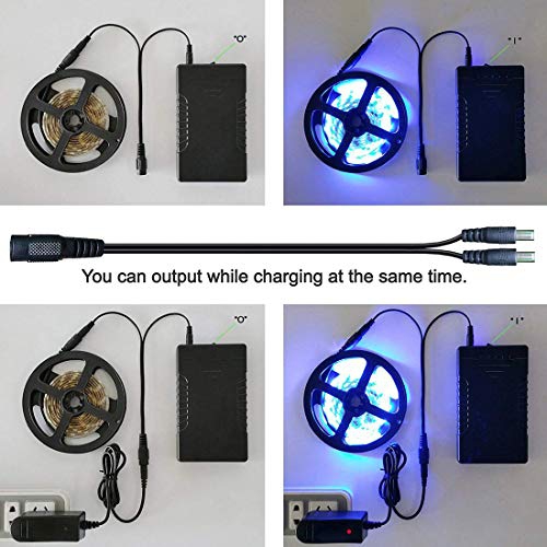 TalentCell Rechargeable 12V 6000mAh/5V 12000mAh DC Output Lithium Ion Battery Pack for LED Strip and CCTV Camera, Portable ...