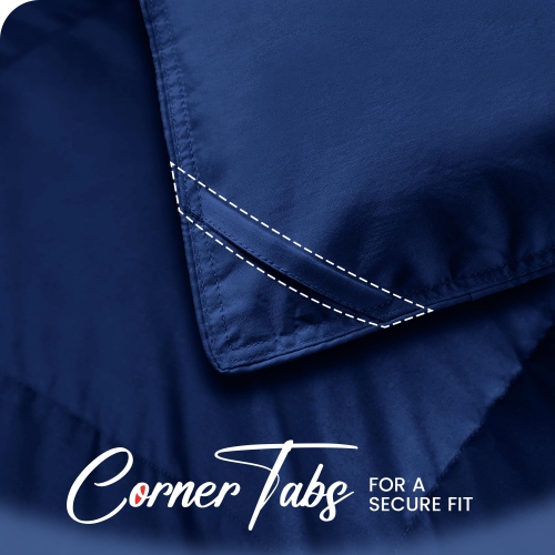 Canadian – Couvre-lit en microfibre de lin, 80 x 90 po, cousu cousu, duvet de soie, bourre de douillette hypoallergénique, respirante, bleu