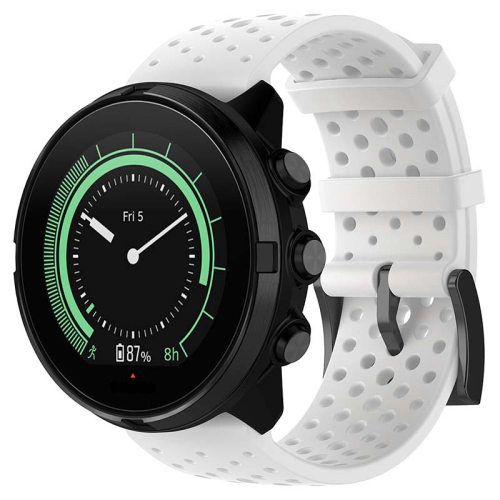 STRAPSCO  Perforated Silicone Rubber Watch Band Strap for Suunto 9 & Spartan Sport Wrist Hr Baro - Short-Medium - In White