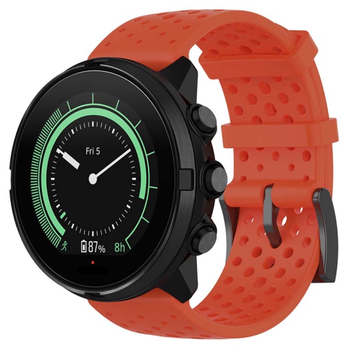 STRAPSCO  Perforated Silicone Rubber Watch Band Strap for Suunto 9 & Spartan Sport Wrist Hr Baro - Short-Medium - Dark In Orange