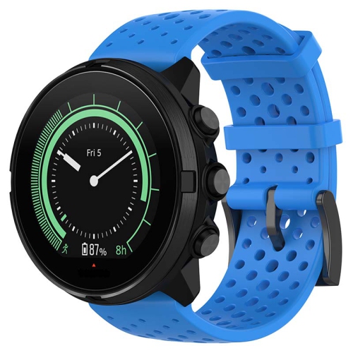 STRAPSCO  Perforated Silicone Rubber Watch Band Strap for Suunto 9 & Spartan Sport Wrist Hr Baro - Short-Medium - In Blue