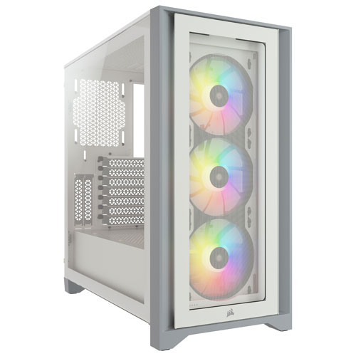 Corsair iCUE 4000X RGB Mid-Tower ATX Computer Case - White