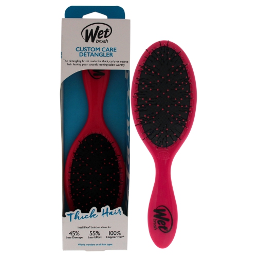 WET BRUSH  Custom Care Detangler Thick Hair Brush - By for Unisex - 1 PC Hair Brush In Pink The thick hair detangler is the BEST BEST brush ever