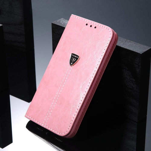 LEDEX  Luxury Magnetic Flip Cover Stand Wallet Leather Case for Iphone 12 Pro Max (Pink)