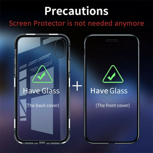 360° Front+Back Clear Tempered Glass Metal Magnetic Case Cover For iPhone 12 Pro Max