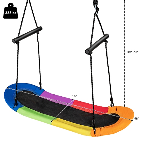 Costway Saucer Tree Swing Surf Kids Outdoor Adjustable Oval Platform Set w/ Handle