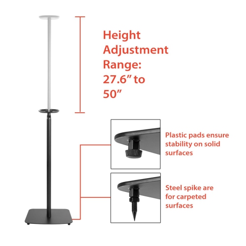 Boost Industries S1-FLR2 Black Height Adjustable Floor Speaker Stand for SONOS® ONE, SONOS® ONE SL and SONOS Play:1