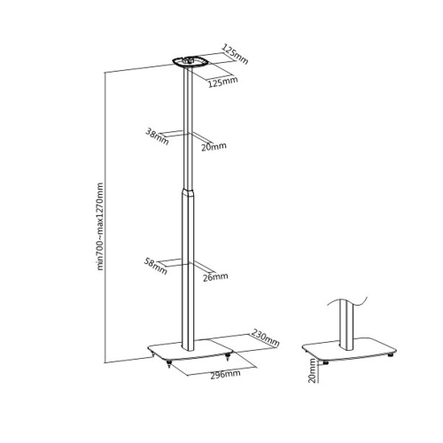 Boost Industries S1-FLR2 Black Height Adjustable Floor Speaker Stand for SONOS® ONE, SONOS® ONE SL and SONOS Play:1