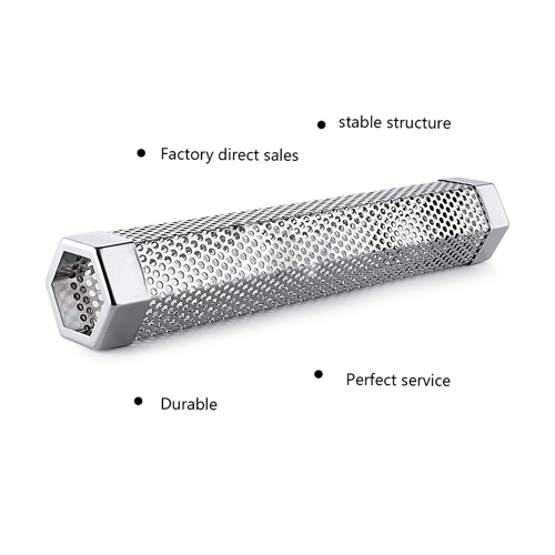 12 Inch Smoker Box Stainless Steel Perforated Hexagon Tube For BBQ and Grill - axGear