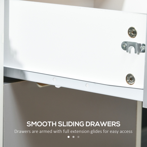 HOMCOM Vertical Filing Cabinet with Lock, 3-Drawer File Cabinet with Wheels, Home Office Organizer, White and Grey