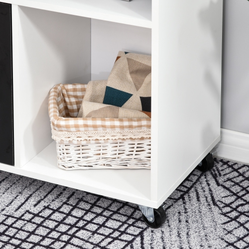 HOMCOM Lateral Filing Cabinet, Printer Stand Home Office Mobile File Cabinet with Wheels, Lockable Drawer, Black