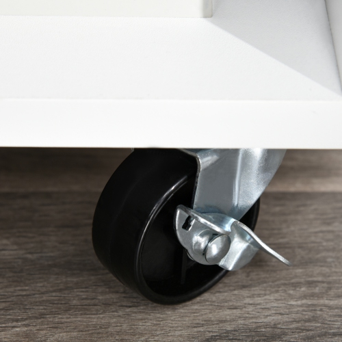 HOMCOM Lateral Filing Cabinet, Printer Stand Home Office Mobile File Cabinet with Wheels, Lockable Drawer, Black