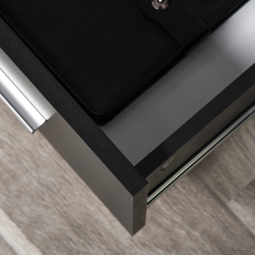 HOMCOM Lateral Filing Cabinet, Printer Stand Home Office Mobile File Cabinet with Wheels, Lockable Drawer, Black