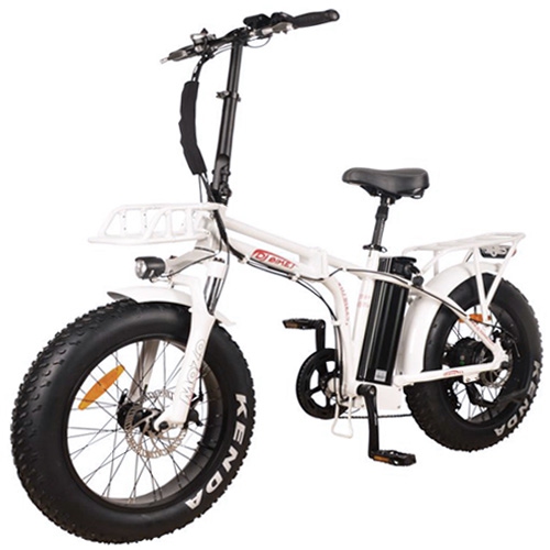 DJ BIKES  Dj Folding Bike 500W 48V 13Ah Power Electric Bicycle, Pearl White, Led Bike Light, Suspension Fork And Shimano Gear