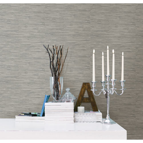 Papier peint autocollant Grasscloth de NuWallpaper - Gris