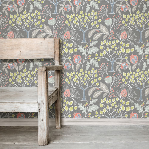 Papier peint autocollant forestier gris de NuWallpaper