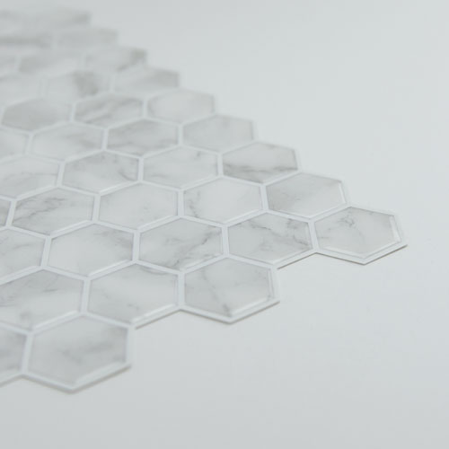 InHome Hexagon Marble Peel & Stick Backsplash Tiles - White