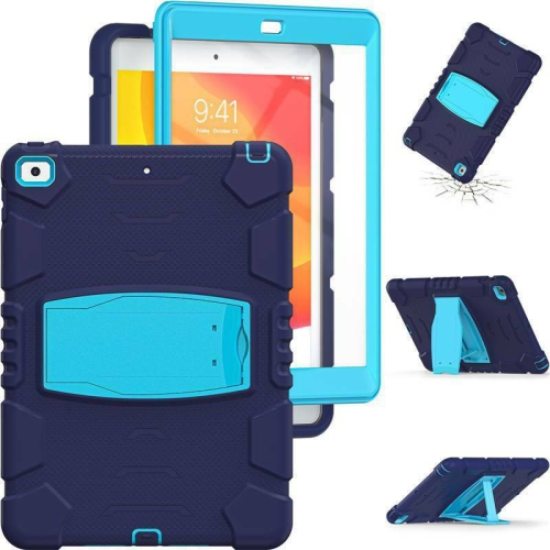 Shockproof Heavy Duty Rugged Defender Hard Case Kickstand Cover for iPad Air 1 2 1st 2nd Gen / Pro 9.7", Navy