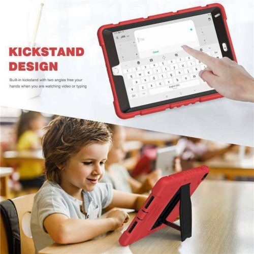 Shockproof Heavy Duty Rugged Defender Hard Case Kickstand Cover for iPad Air 1 2 1st 2nd Gen / Pro 9.7", Red