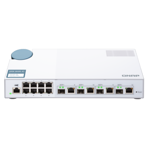 QNAP QSW-M408-4C-US 10GbE Managed Switch, with 4-Port 10GbE SFP+/RJ45 Combo and 8-Port Gigabit