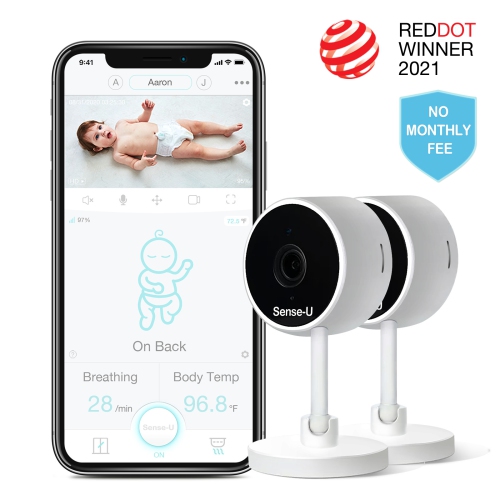 Sense-U Video Baby Monitor Camera 2pcs with 1080P HD Video, 2-Way Talk, Night Vision, Background Audio, Motion Detection & No Monthly Fee