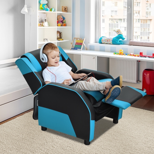 Costway Kids Youth Gaming Sofa Recliner w/Headrest & Footrest PU Leather