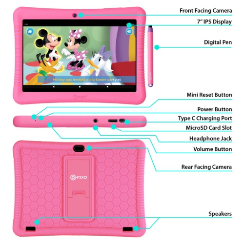 Contixo 10" Kids Tablet, 2024 Model, 80 FREE Disney Storybooks, Educational Android Tablet for Kids 3-12, 32GB, Parental Controls, Kid-Proof Case