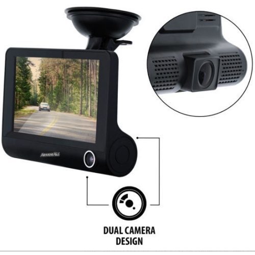 Armorall 1080P Dual Lens Dash Camera W/4" Lcd