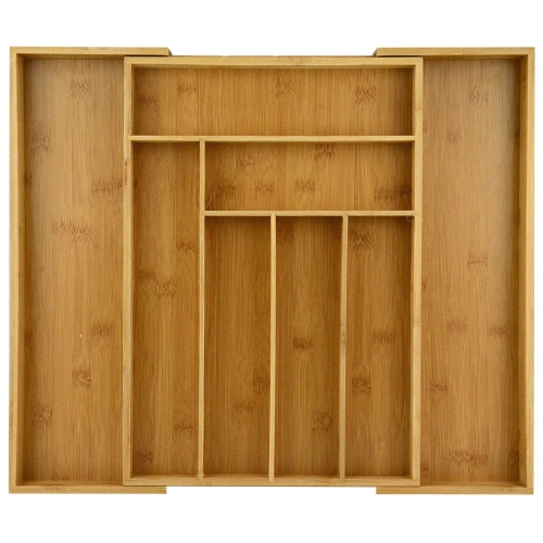 Image 1 de 4.. Organic Bamboo Extendable Drawer Expandable 6 - 8 Slots Organizer Tray