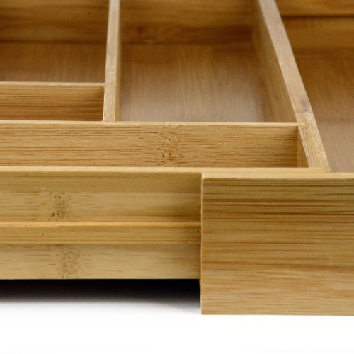 Organic Bamboo Extendable Drawer Expandable 6 - 8 Slots Organizer Tray