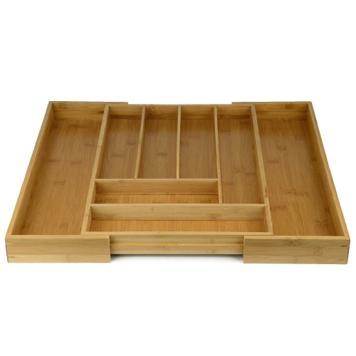 Organic Bamboo Extendable Drawer Expandable 6 - 8 Slots Organizer Tray