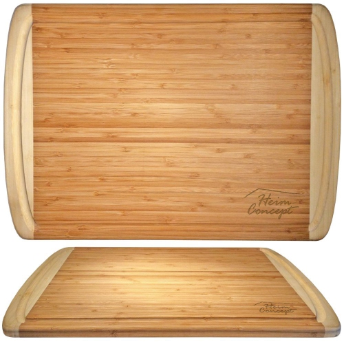 Organic Bamboo Cutting Board and Serving Tray w/ Drip Groove Extra Large [ 18 x 12 inches - 1" inch Thick ]