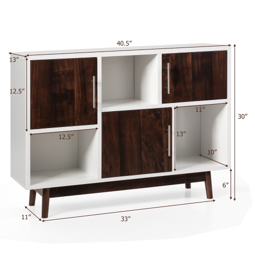 Costway Wood Display Storage Cabinet Console Table TV Stand Multipurpose w/ Door & Shelf