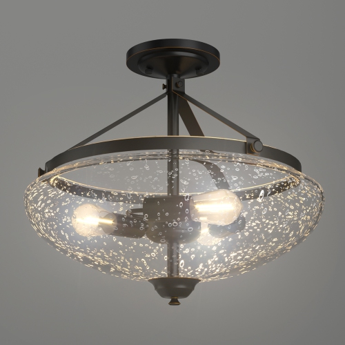 Costway 3 Light Semi Flush Mount Ceiling Industrial Seeded Glass Pendant Lamp Best Canada - Seeded Glass Pendant Light Canada