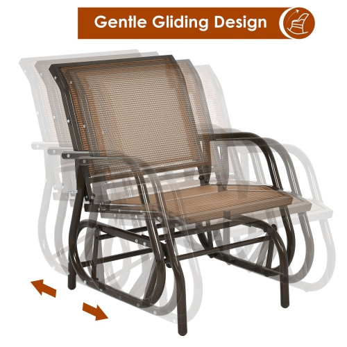 Costway Outdoor Single Swing Glider Rocking Chair Armrest Garden Porch Backyard
